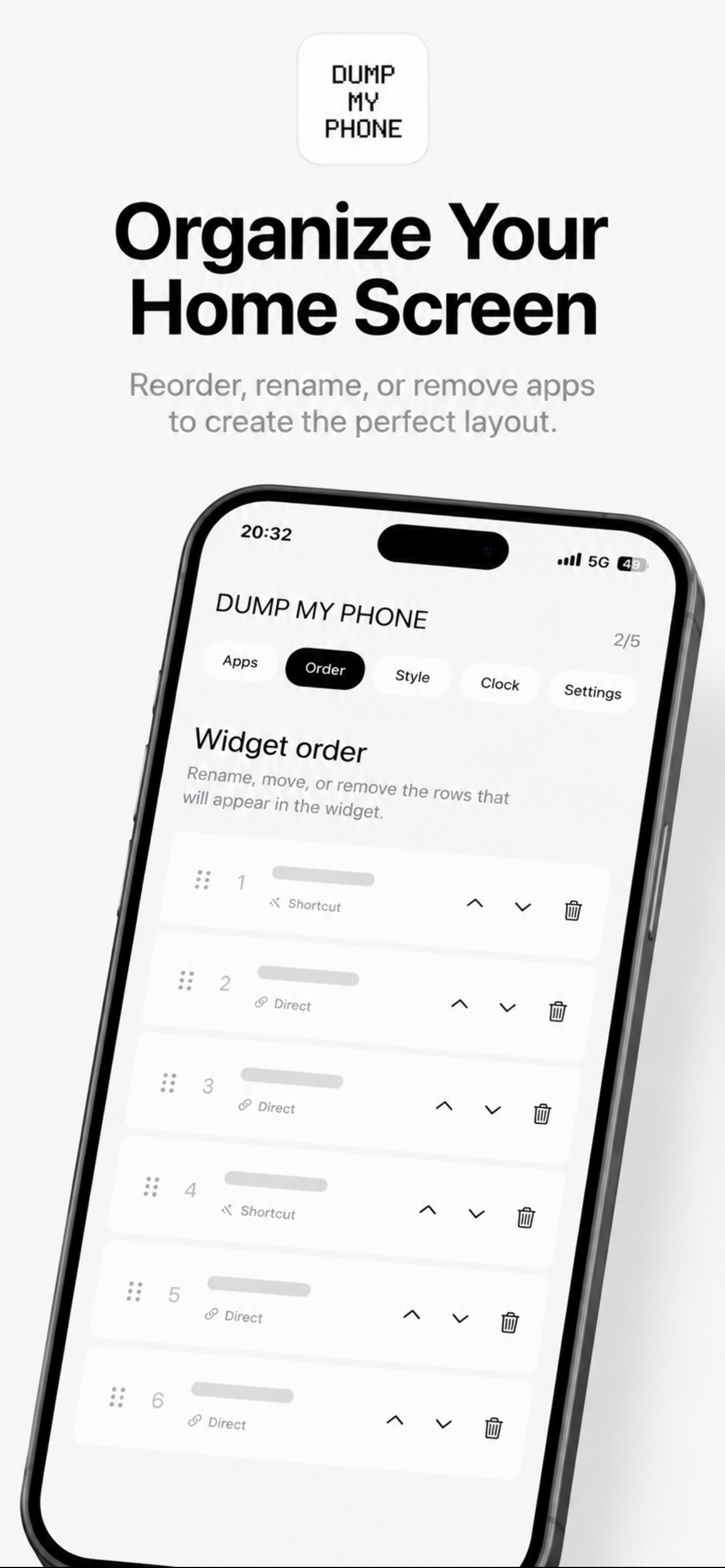 Options de personnalisation dans Dumb My Phone